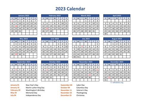 Federal Government Calendar 2023