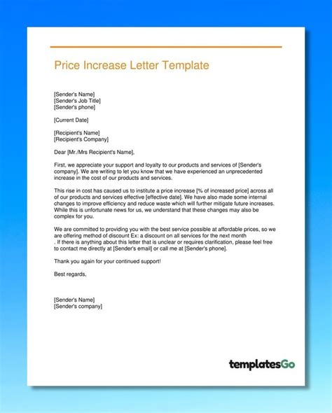Fee Increase Letter Template