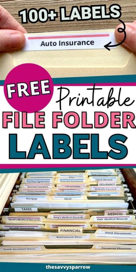 Filing Folder Label Template