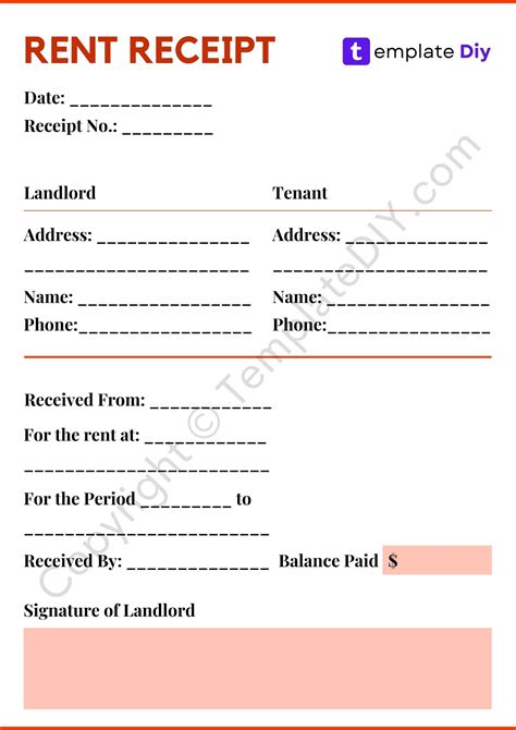 Fillable Rent Receipt Template