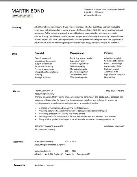 Finance Cv Template