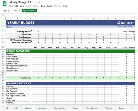 Finance Tracker Google Sheets Template