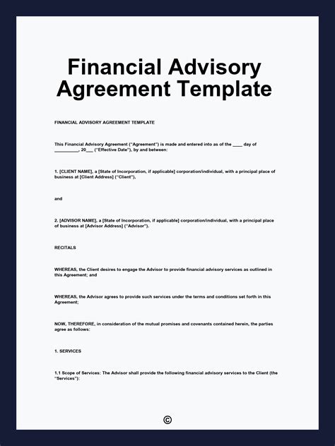 Financial Advisory Services Agreement Template