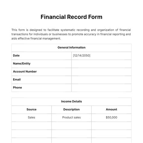 Financial Records Template