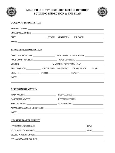 Fire Dept Pre Plan Template