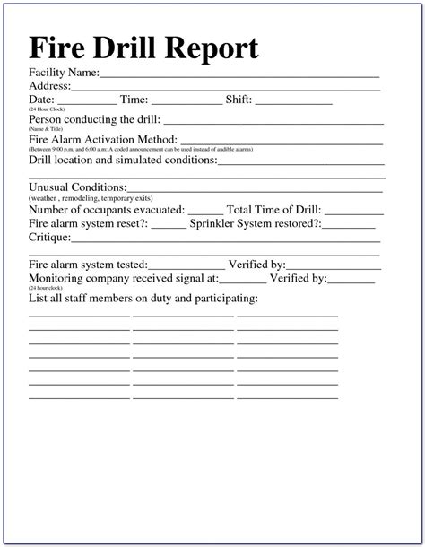 Fire Drill Form Template