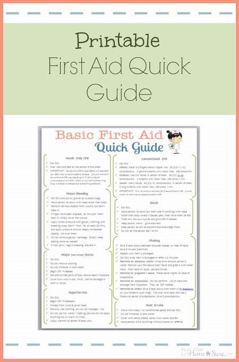 First Aid Quick Guide Printable