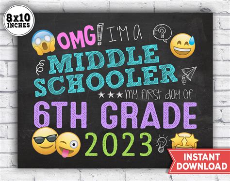 First Day Of Middle School Sign Free Printable