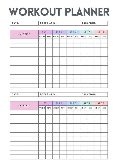 Fitness Planner Template