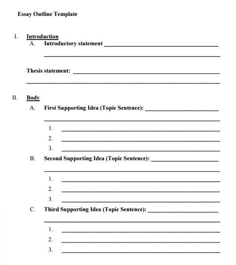 Five Paragraph Essay Outline Template