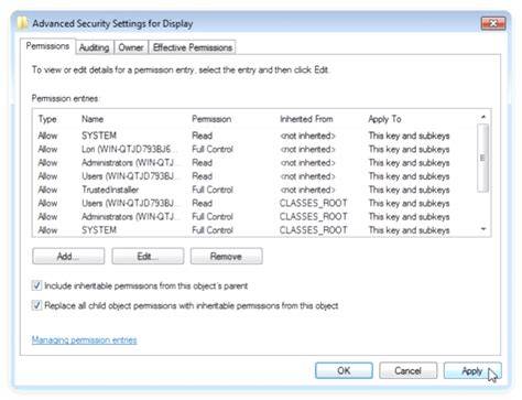 Fix Registry Permissions Manually