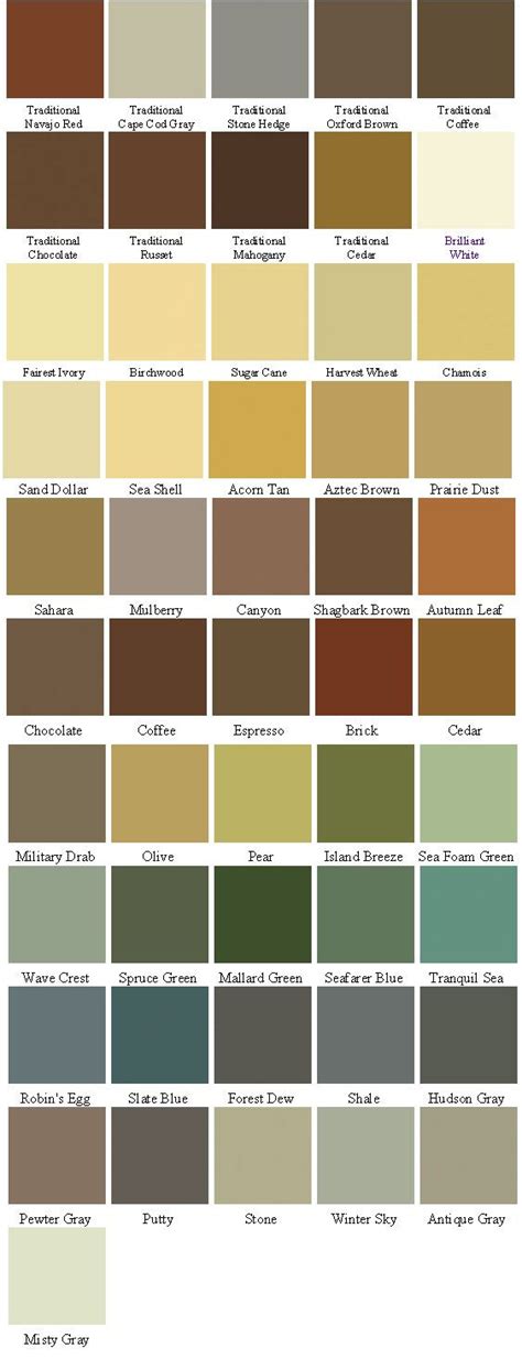 Flood Solid Stain Color Chart