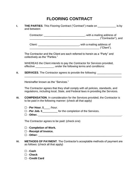 Flooring Installation Contract Template