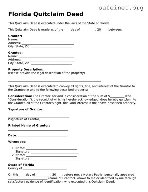 Florida Quit Claim Deed Template