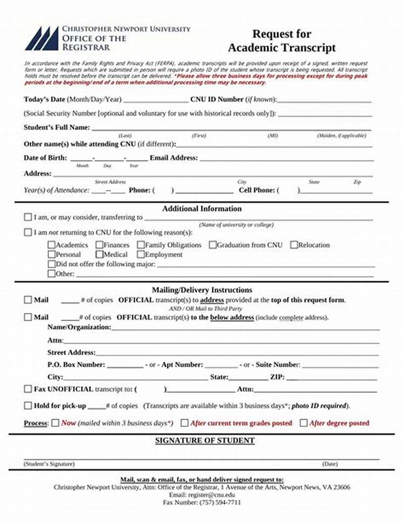 Florida State University Transcript Request Form