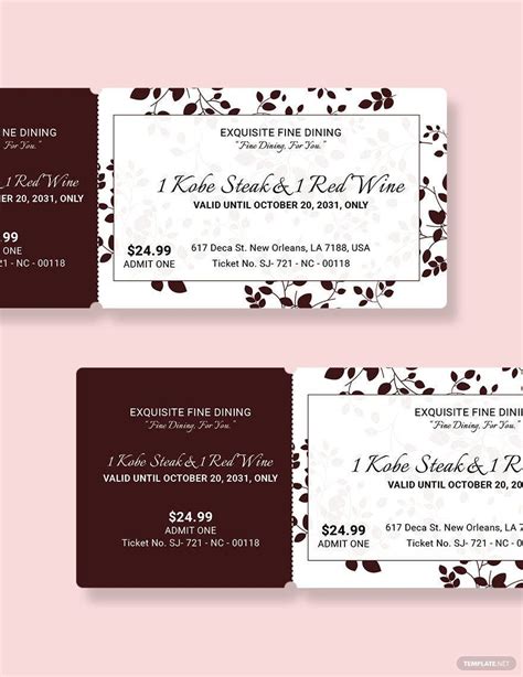 Food Ticket Template Word