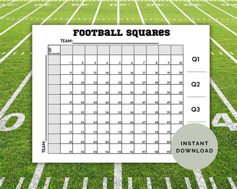 Football Game Squares Template