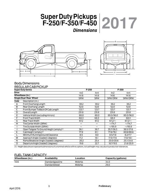 Ford Super Duty Wheelbase Chart