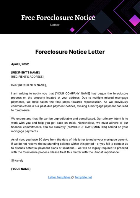 Foreclosure Letter Template