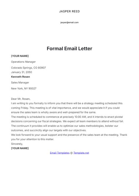 Formal Email Template