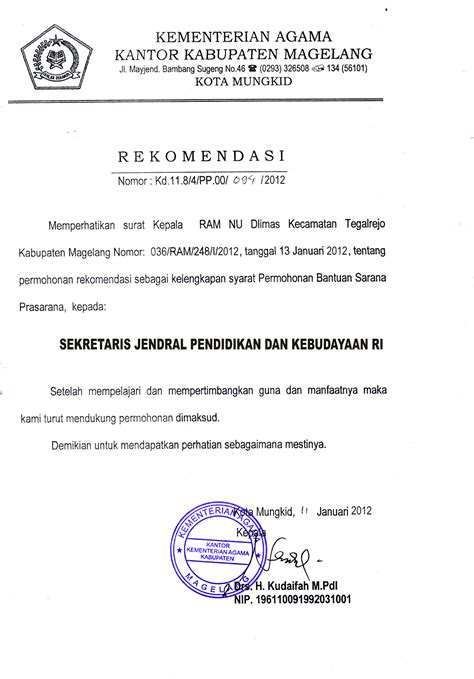 Format Surat Rekomendasi