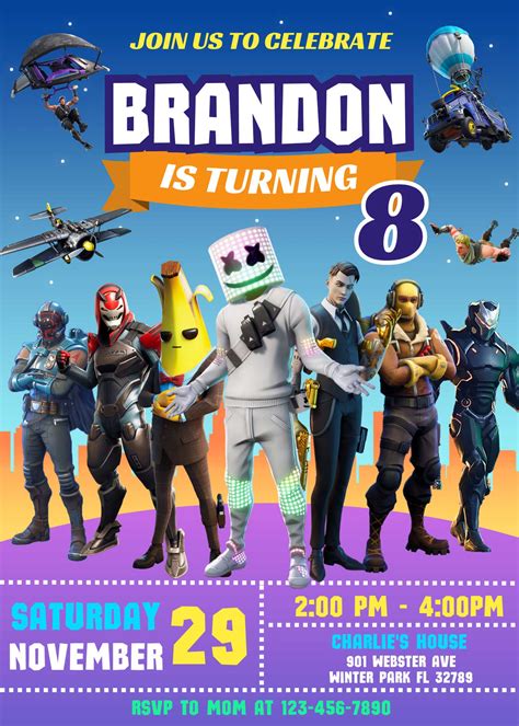 Fortnite Party Invite Template