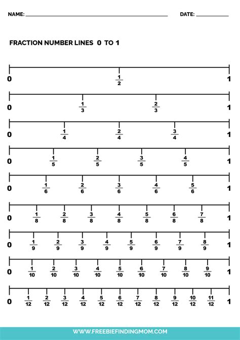 Fraction Number Lines Printable