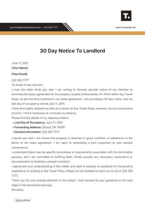 Free 30 Day Notice Template