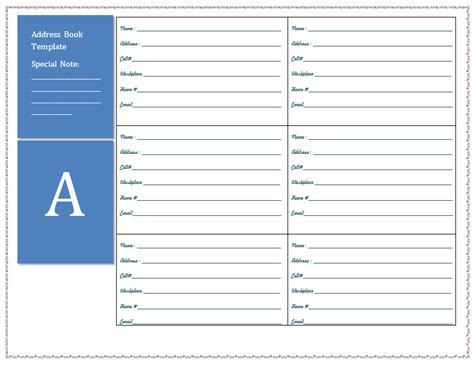 Free Address Book Template Word