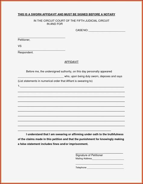 Free Affidavit Template Word