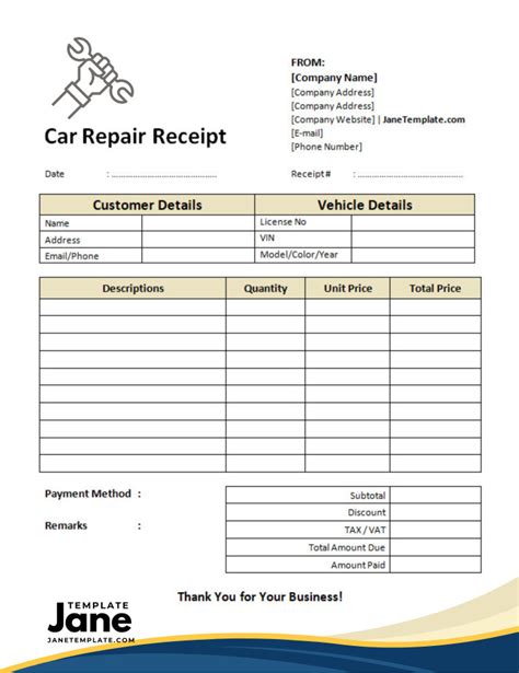 Free Auto Shop Receipt Template
