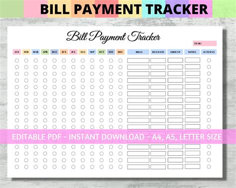 Free Bill Payment Tracker Printable