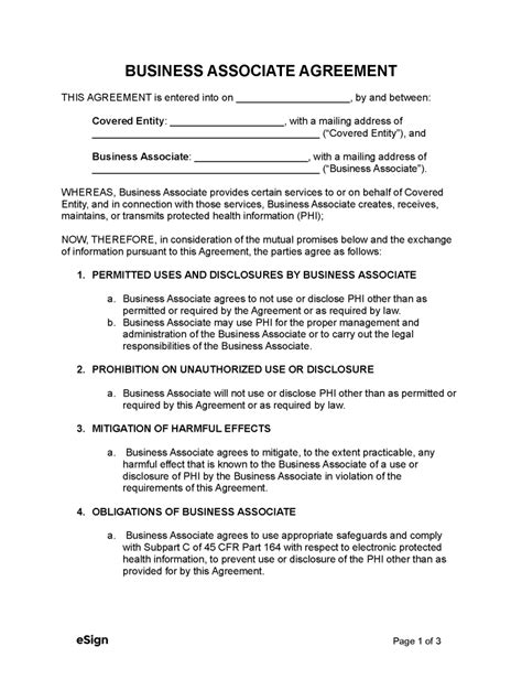 Free Business Associate Agreement Template