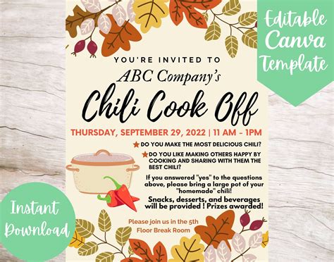Free Chili Cook Off Flyer Template Word