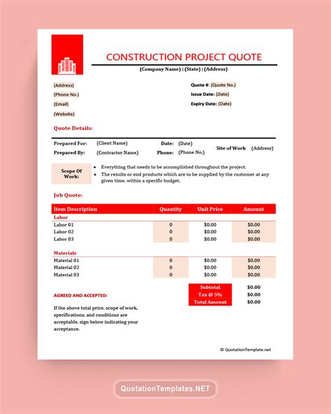 Free Construction Quote Template