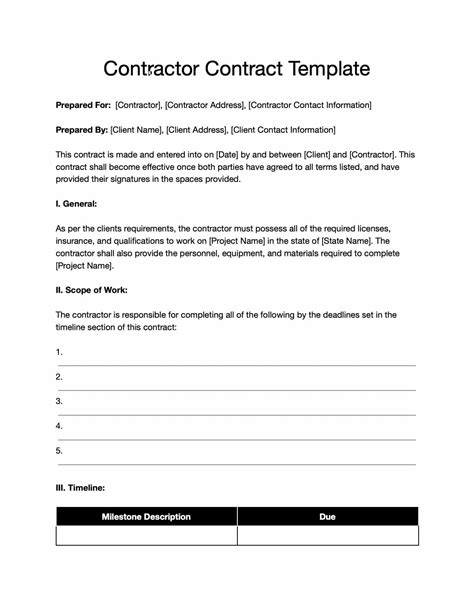 Free Contractor Templates