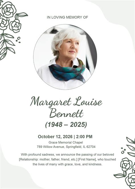 Free Editable Funeral Invitation Template
