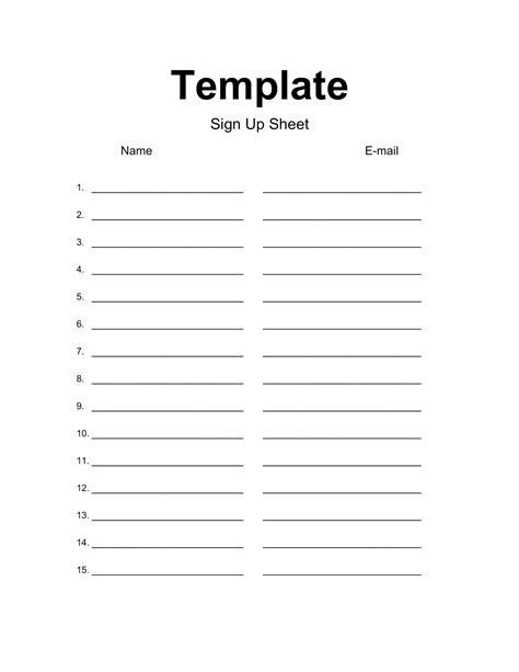 Free Editable Sign Up Sheet Template