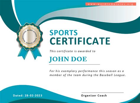 Free Editable Sports Certificate Templates