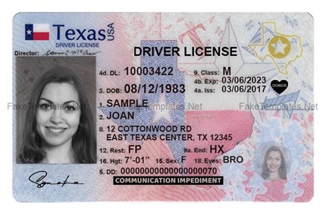 Free Editable Texas Drivers License Template