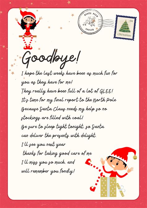 Free Elf On The Shelf Printable Goodbye Letter