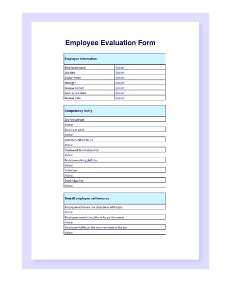 Free Employee Evaluation Template