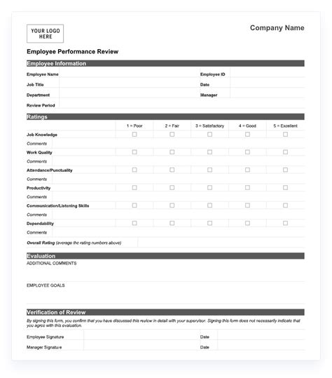 Free Employee Performance Review Template Word