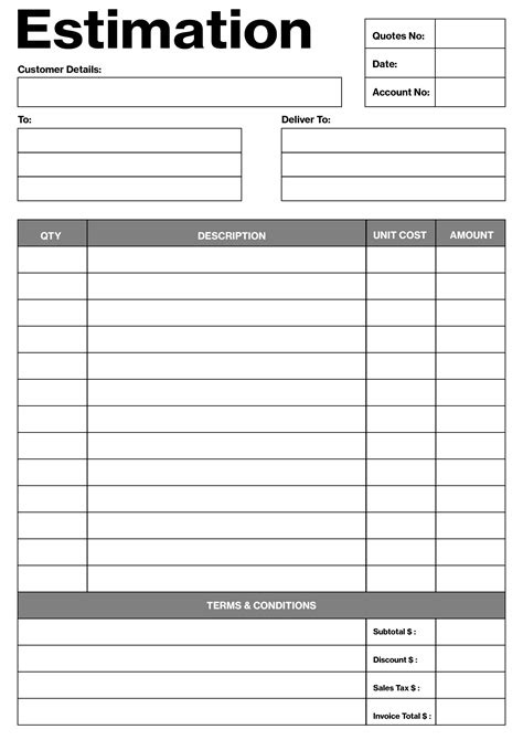Free Estimate Templates For Contractors