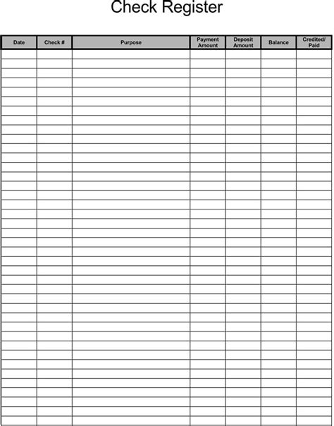 Free Excel Check Register Template