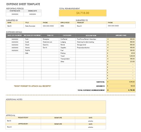 Free Expense Template