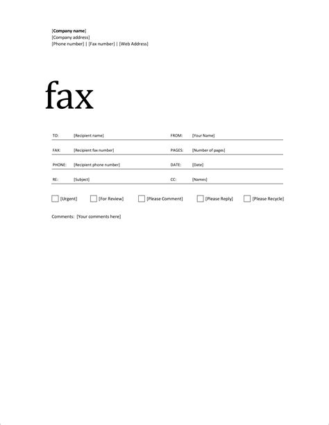 Free Fax Template Word