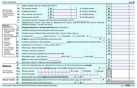 Free Fill-in And Printable 1040 Form 2018
