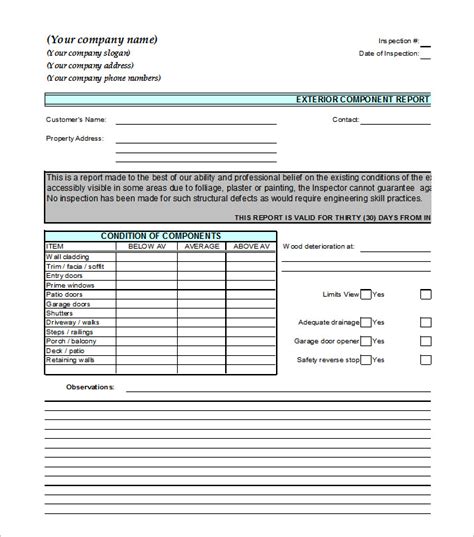 Free Home Inspection Report Template