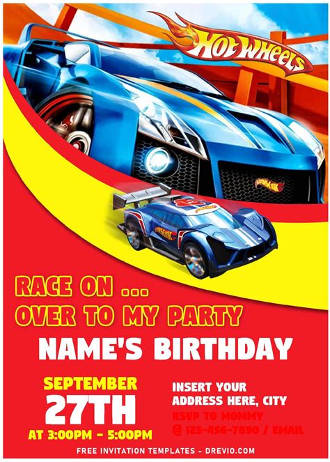 Free Hot Wheels Invitation Template